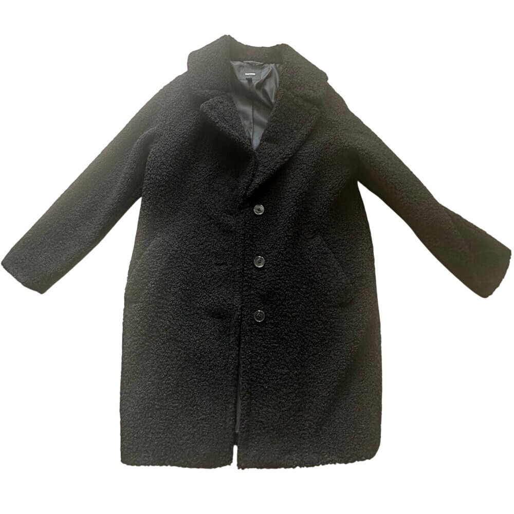 Express Black Sherpa Long Jacket size‎ small